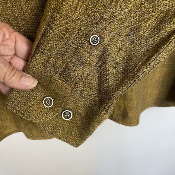 32 Bar Blues Slub Linen Cotton Shirt Size Large Brown Button Down Casual Preppy - Picture 7 of 10